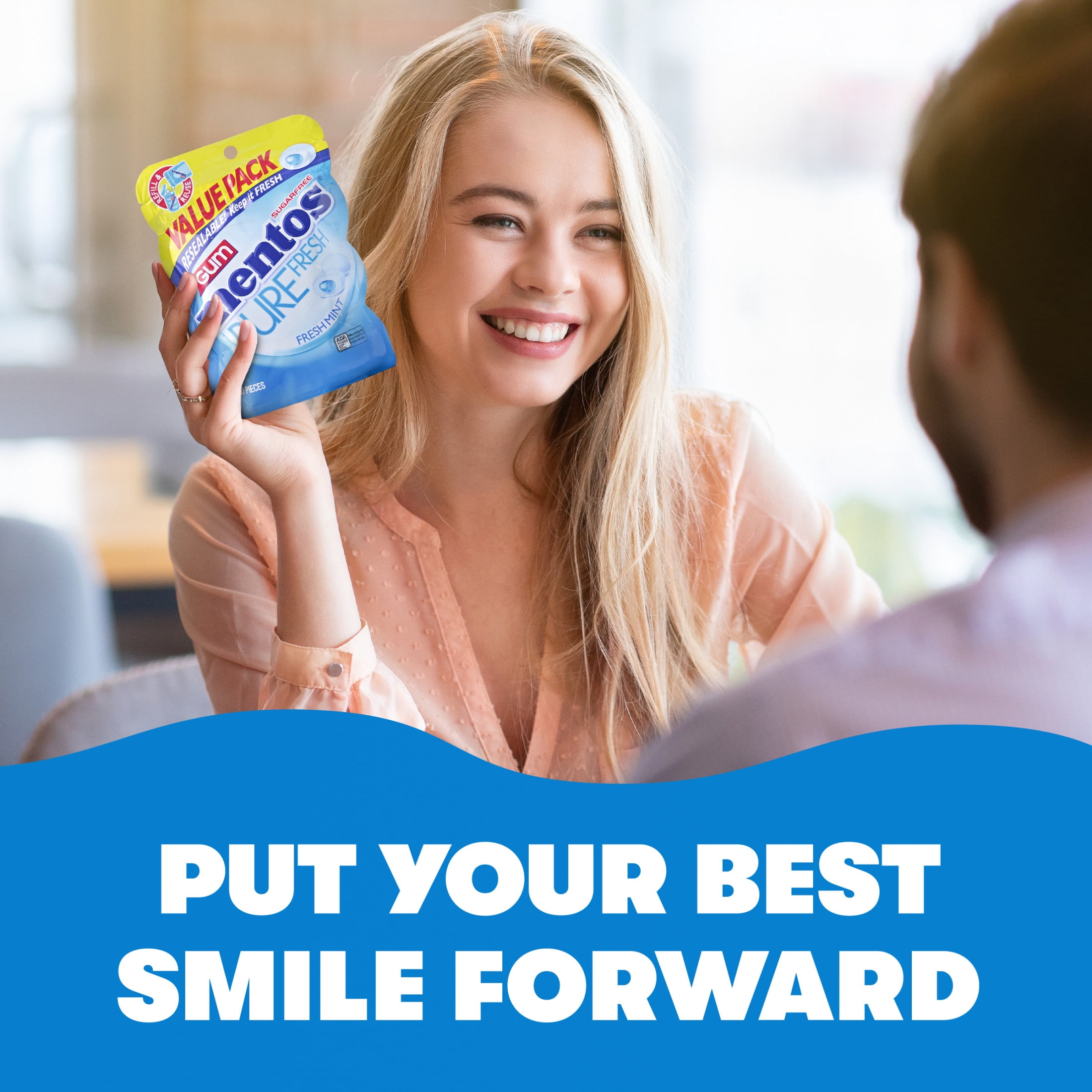 Mentos Pure Fresh Sugar-Free Fresh Mint Xylitol Chewing Gum, 120 Count Resealable Bag
