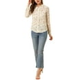 thumbnail image 2 of DARING DIVA Women's Long Sleeve Point Collar Ditsy Floral Shirt M White, 2 of 7