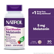 (3 pack) Natrol® Sleep Melatonin Fast Dissolve Tablets, Nighttime Sleep Aid, Strawberry Flavor, 5mg, 90 Count