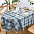 thumbnail image 3 of Buffalo Plaid Oval Tablecloth 60x84 Inch, Blue and White Country Tablecloth Classic Rustic Polyester Waterproof Tablecloth for Farmhouse Kitchen Decor/Indoor and Outdoor Tables/Parties/Picnics, 3 of 6