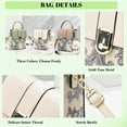 thumbnail image 4 of Small Crossbody Bag with Cute Plush Pendant for Women, Embroidery PU Leather Mini Phone Purses, White, 4 of 8