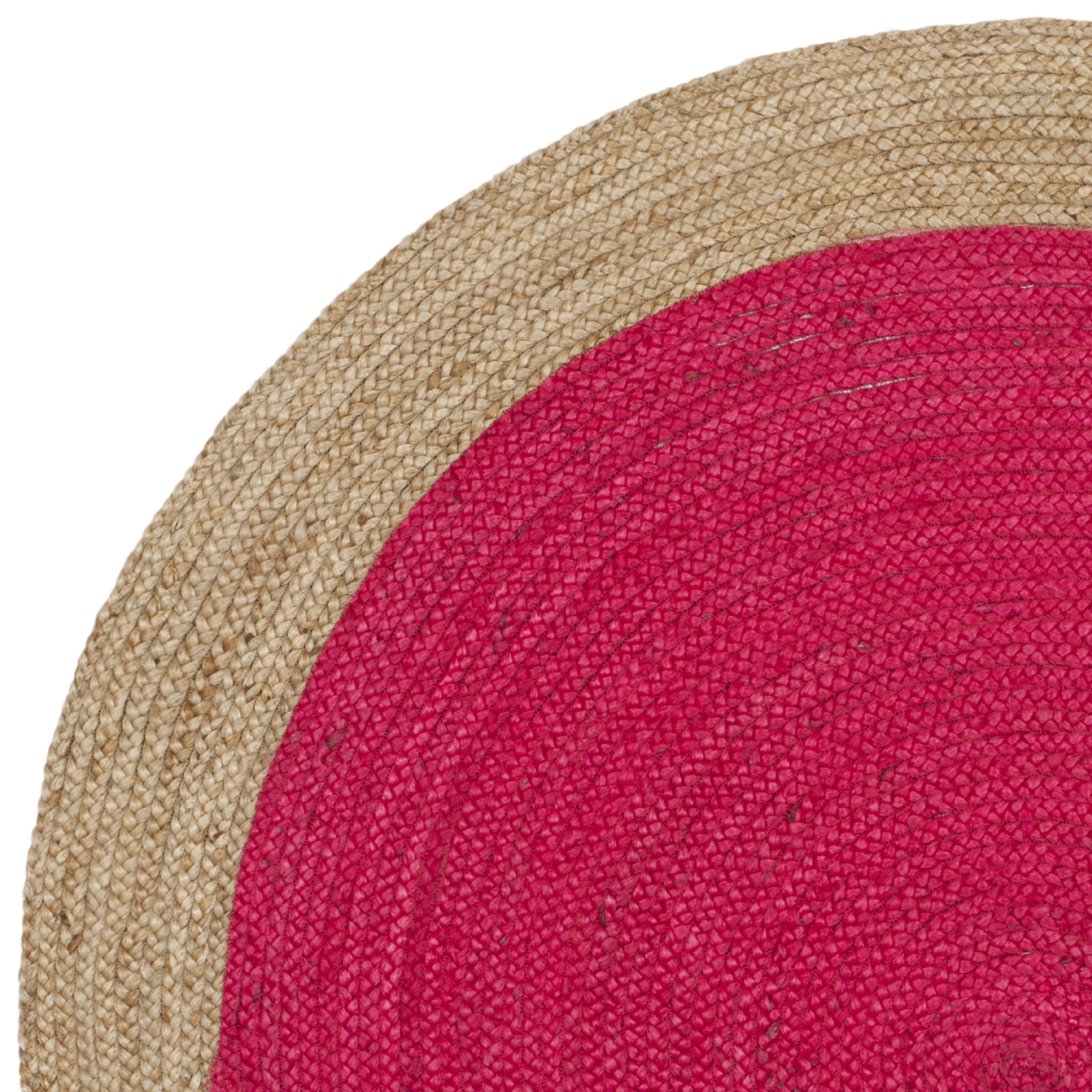 SAFAVIEH Natural Fiber Cebrail Braided Jute Area Rug, Fuchsia/Natural, 5' x 5' Round