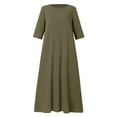 thumbnail image 4 of Sngxgn Women's Fall Dresses Long Sleeve Square Neck Casual Pleated Tiered Swing Maxi Dress(Green,L), 4 of 4