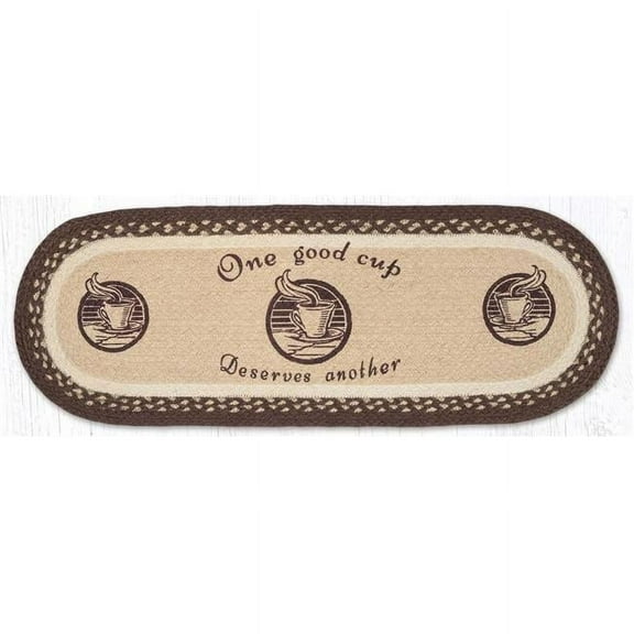 Earth Rug 68-133OGC 13 x 36 in. One Good Cup Braided Oval Table Runner, Burgundy & Mustard