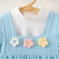 thumbnail image 5 of Girls 2 Piece Long Sleeve Top & Ruffled Dress Set, 3D Floral Appliqué Light Blue for Kids Little Girls Sizes 3-9,Size 3 T, 5 of 9