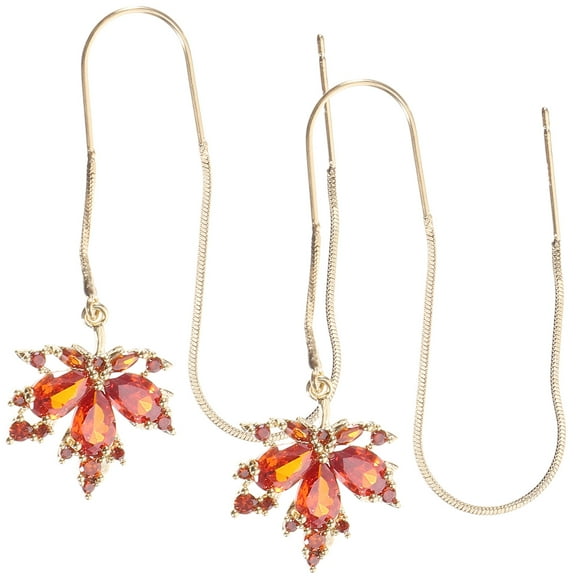 1 Pair Threader Earrings Chain Earrings Maple Leaf Earrings Women Ear Jewelries