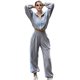 thumbnail image 1 of Conjunto Deportivo de Dos Piezas para Mujer: Sudadera con Cremallera, Pantalones de Chándal Anchos A Rayas en Contraste, Chándal de Viaje. Gris L, 1 of 7