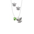 thumbnail image 2 of Delight Jewelry Lime Green Crystal Heart Silver tone Guardian Angel Charm Necklace and Stud Earrings, 2 of 4