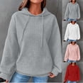 thumbnail image 7 of Women's Waffle Hoodie Fall,Womens Fall Fashion Hoodies Waffle Knit Hooded Sweatshirt 2023 Cute Drawstring Pullover Sweater Workout Gym Hoodie Tops, 7 of 7