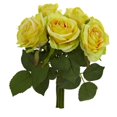 thumbnail image 1 of Rose Bush Artificial Flower, Yellow - Set of 2, 1 of 1