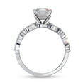 thumbnail image 4 of Solitaire Engagement Rings For Women | Center 8.5x6.5mm Emerald Cut Lab Created Moissanite Promise Rings in 14K Solid White Gold Gift for Her, Ring Size 6.5, 4 of 6