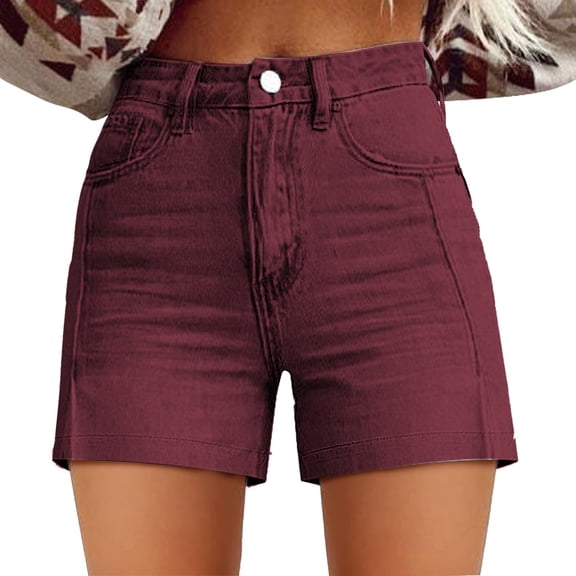 Shorts for Women Relaxed Fit Floral Printed High Waist Denim Casual Shorts with Pockets