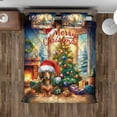 thumbnail image 4 of Merry Christmas Dachshund Santa Hat Xmas Tree Winter Holiday Quilt Bedding Set Wiener Dog Lover Gifts Idea 1 Blanket Bed Cover 2 Pillowcases - 01013, 4 of 5