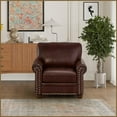 thumbnail image 7 of Burgundy Faux Leather Single Seat Accent Chair with Solid Wood Legs, Sturdy Frame & Removable Back Cushion for Living Room, 7 of 7