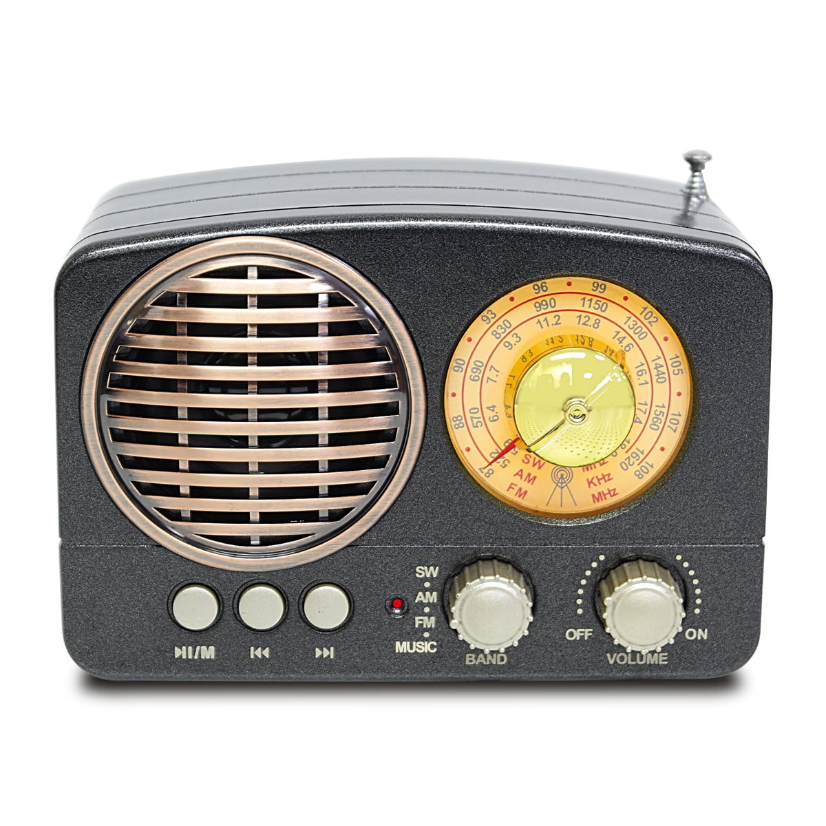 Portable Rechargeable Vintage Radio AM FM SW h Speaker & TF Card Slot ...