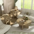 thumbnail image 2 of Furniture of America Carmel Modern Solid Wood 3-Piece Round Coffee Table Set, Natural, 2 of 12