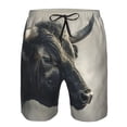 thumbnail image 3 of Balery Mystical Bull in Fog Traje de Baño Estilo Hawaiano para Hombre, Shorts de Secado Rápido con Bolsillos-Small, 3 of 6