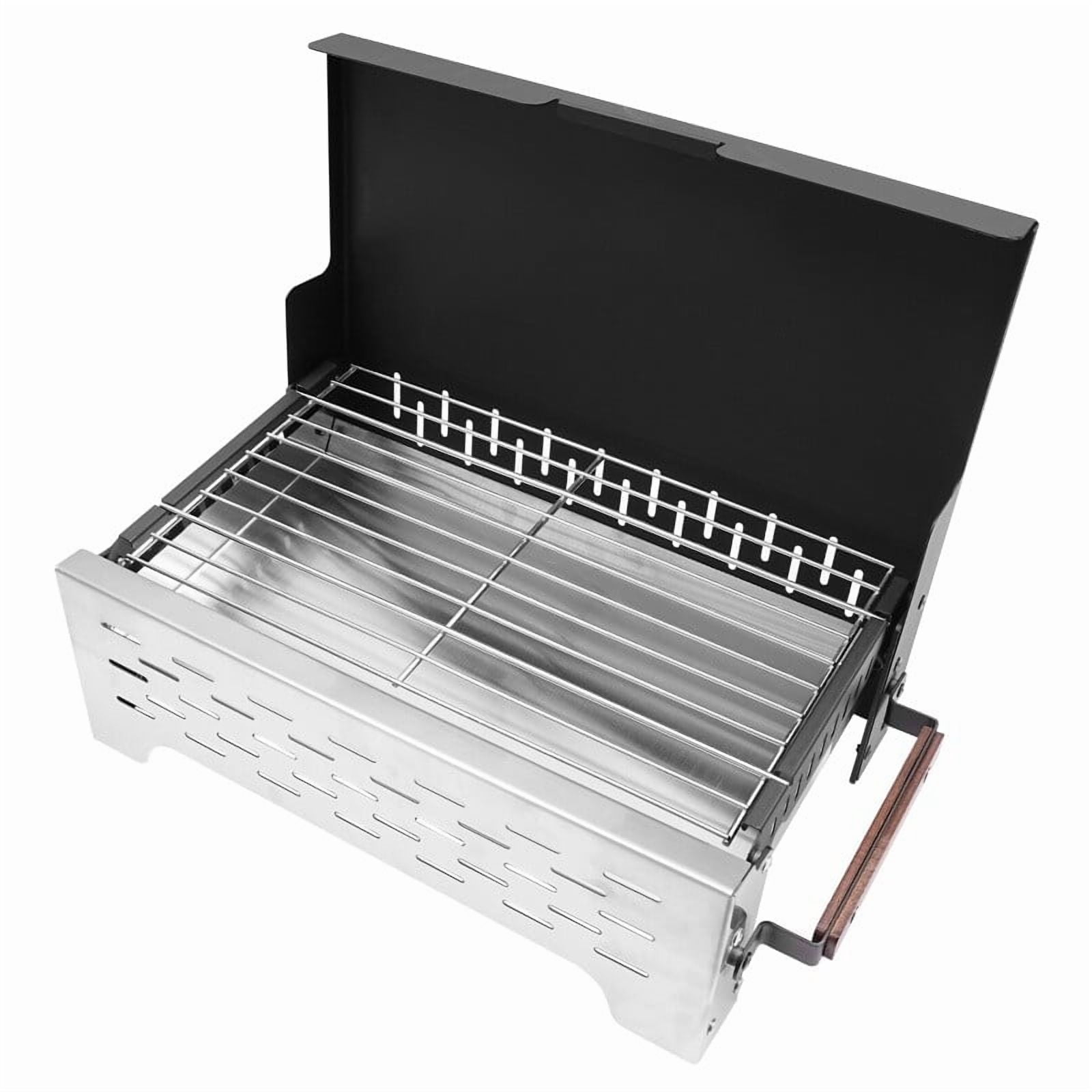 Charcoal Grill, Heavy Duty Iron Stainless Steel Grill with 4 Side Vents, Portable Charcoal BBQ for Outdoor Cooking Patio