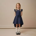 thumbnail image 7 of SuTry Girl's A-Line Dress Summer Fall Mesh Party Dress with Belt Pockets Ruffle Sleeves Skirt Suitable for Parties and Outings(Navy,5 Years), 7 of 7