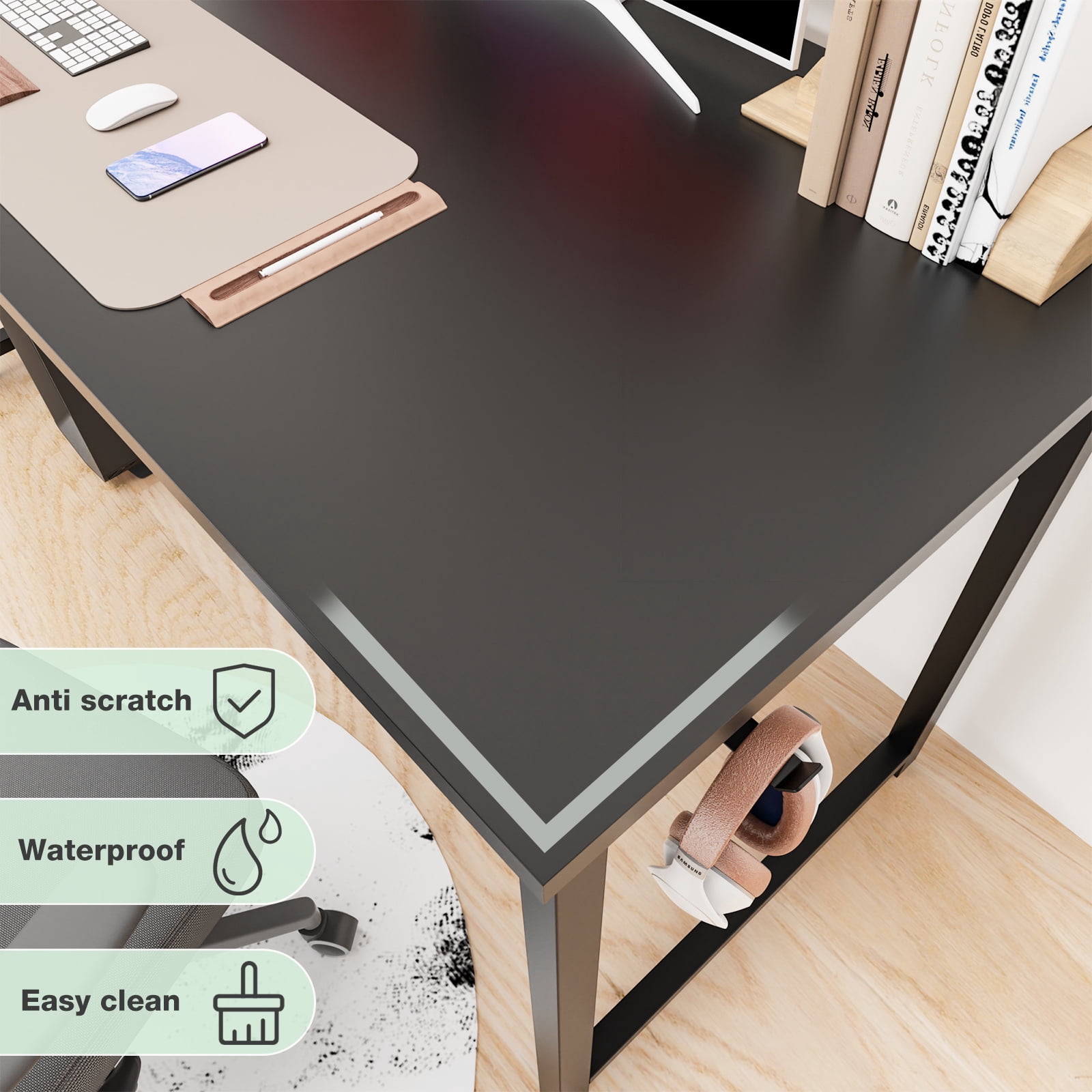 MAYEERTY 40in Computer Desk with Storage, Modern Writing Desk with Fabric Drawers for Home Office, Rustic