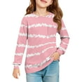 thumbnail image 2 of Drmagiyhm Girl's T-Shirts Size 10-12 Casual Crewneck Striped print Shirts Stretchy Basic Long Sleeve T Shirt Girls Comfy Tees 4-5 Years Pink, 2 of 5