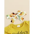 thumbnail image 6 of Bslissey Baby Girls 3Pcs Summer Outfits Short Sleeve Letter Print Romper + Flower Belted Shorts + Headband 3M 6M 12M 18M Newborn Infant Cute Short Pants Sets, 6 of 9