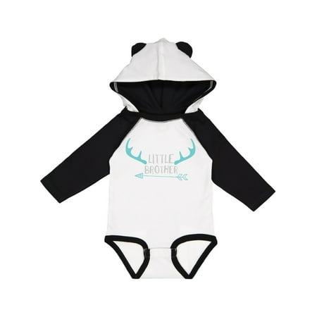 

Inktastic Little Brother Deer Antlers Arrow - Blue Gray Gift Baby Boy Long Sleeve Bodysuit