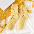 thumbnail image 2 of CUZIBR Socks For Women Winter Stripe Cute Print Solid Crew Socks Thick Fuzzy Waem Stockings Comfy Soft Casual Breathable Socks,G,One Size, 2 of 3