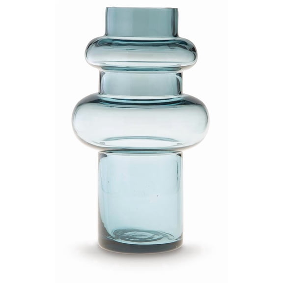 Signature Design by Ashley Vallmen 10.25" Glass Vase, Blue Contemporary Decor