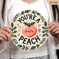 thumbnail image 5 of 1pc Retro Metal Circular Aluminum Painting - _You're a Little Peach_ Wall Art, Vintage Style with Whimsical Peach & Leaf Design, Perfect for Bedroom, Living Room, Dining Room, 8*8inch, 5 of 6