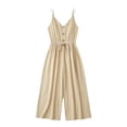 thumbnail image 5 of Tqcoqu Womens Jumpsuit Trendy Summer Casual Wide Leg Pants Sleeveless V Neck Elegant One Piece Outfit,Beige,Women's S-XXL, 5 of 5