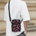 thumbnail image 3 of FUIALDOLG Pink Ribbon Crossbody Bag with Butterfly Floral Pattern, Polyester Zipper Shoulder Bag for Women Girls Outdoor Daily Use, 3 of 7