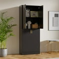 thumbnail image 4 of Cozy Castle Kitchen Pantry Storage Cabinet 71" Tall 4 Doors Wood Freestanding Cupboard with 2 Adjustable Shelves for Dining Room Living Room, Laundry, Bathroom, Oak, 4 of 14