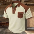 thumbnail image 2 of Zekutng Mens T-Shirts Two-Tone Short-Sleeve Shirt with Collar and Pockets,Sizes S-3XL, 2 of 8
