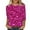 Hot Pink, variant on Women's T-Shirts Fashion Women's Casual Top with Sparkling Sequins Three Quarter Sleeve Round Neck Loose Fit Printed Tee for Everyday Style Green,S