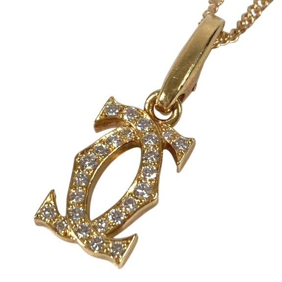 Pre-Owned CARTIER 18K Gold Diamond Charm with 2C Logo, Accessory, Jewelry Necklace... (Good)