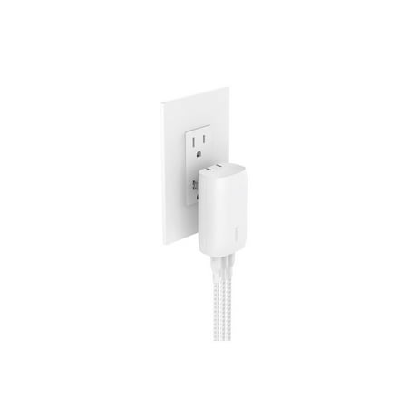 Belkin 67W Portable 3-Port USB-C Wall Charger, 3xUSB-C (67W Total), Fast Charging, Power Adapter, White