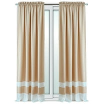 Woven Trends Two-Tone Window Curtain Panels, Rod-Pocket Light Filtering Curtains for Bedroom and Living Room, Double Layered Window Panel, Tan/White, 50" x 63" Single Panel