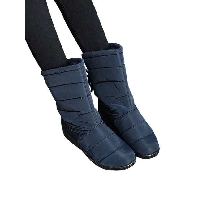 Botas de nieve para mujer, botas de invierno impermeables de piel sintética para mujer, botas de media pantorrilla para exteriores