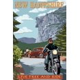 thumbnail image 2 of Art.com New Hampshire - Motorcycle Scene and Old Man of the Mountain Art Print by Lantern Press, 24" x 36", 2 of 4