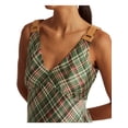 thumbnail image 3 of LAUREN RALPH LAUREN Womens Green Zippered Plaid Sleeveless V Neck Midi Empire Waist Dress 6, 3 of 4