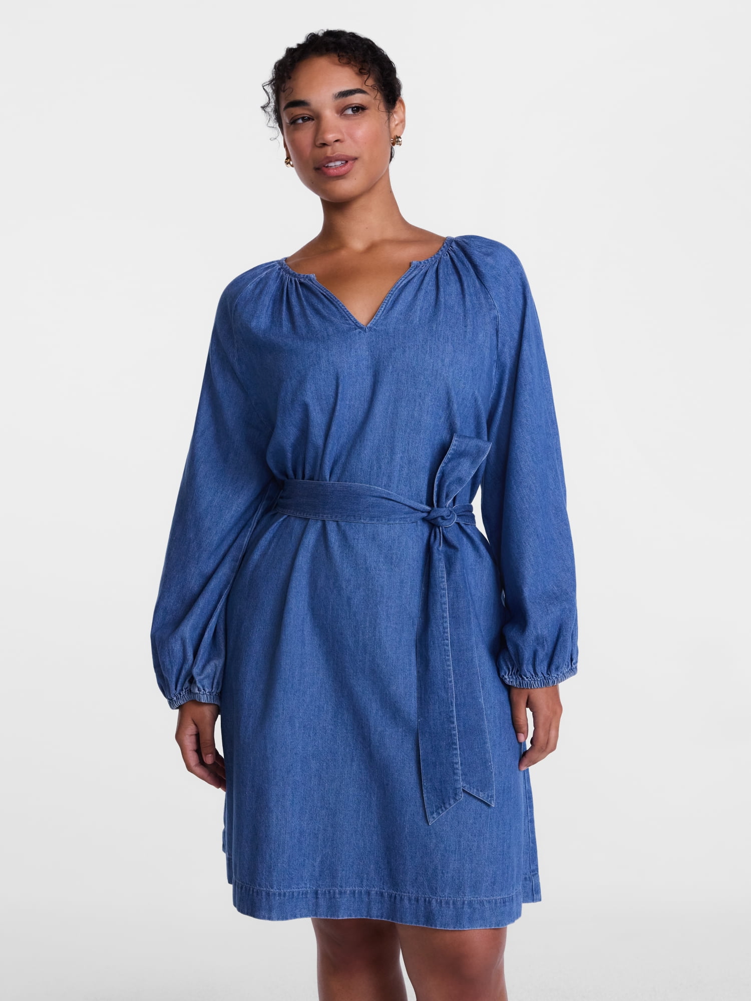 Scenario Women's and Women's Plus Mini Dress with Long Balloon Sleeves, Sizes XS-4X