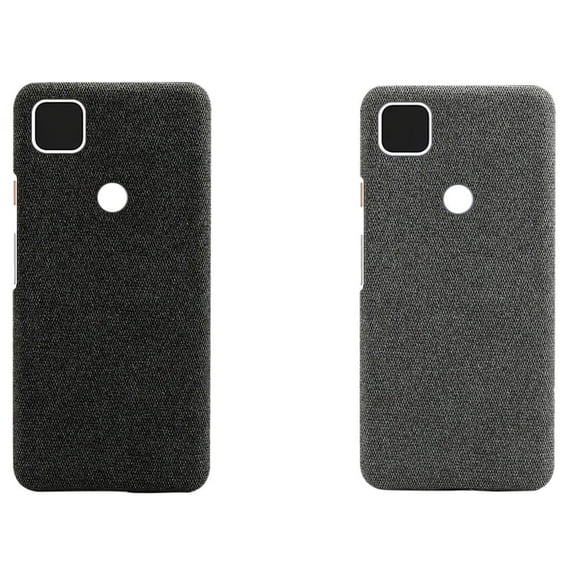 2x Phone Shell Cloth Pattern Leather Case Pixel Anti Drop Protective Cover for Pixel 4A(Gray&Black)