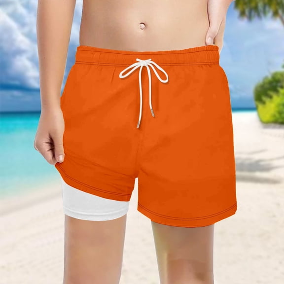 Boys Swim Trunks with Prints Beach Shorts For Kids Summer Pool Party Water PlayOrange5-6 Years