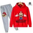 thumbnail image 1 of Conjunto de Sudadera con capucha de Super Mario para niños y niñas, ropa deportiva de 2 piezas con estampado, informal, a la moda, 2024, 1 of 1