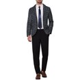 thumbnail image 2 of INSPIRE CHIC Men's Blazer Notch Lapel Contrasting Color Checked Pattern Sports Coat XL Black, 2 of 5