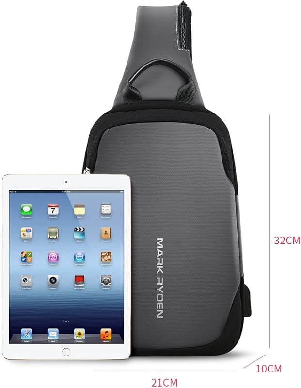 MARK RYDEN Anti-theft Sling Chest Bag Handbag for Men Waterproof Crossbody Travel Shoulder Bag Fit for 9.7" ipad …
