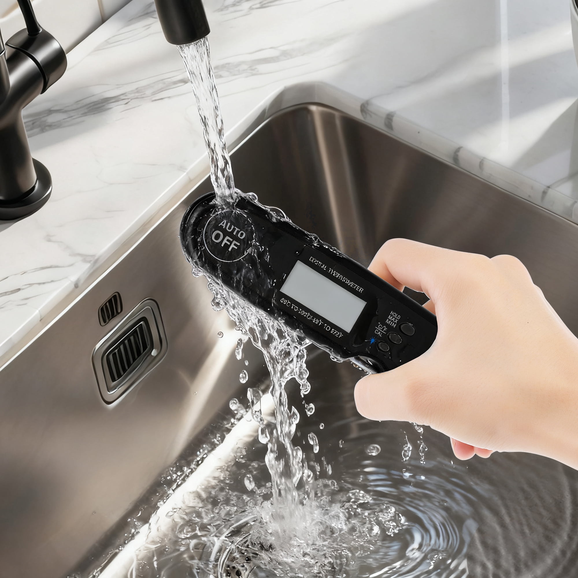 Unique Bargains Strong Plastic Digital Meat Thermometer Black 7.3x2x1 in