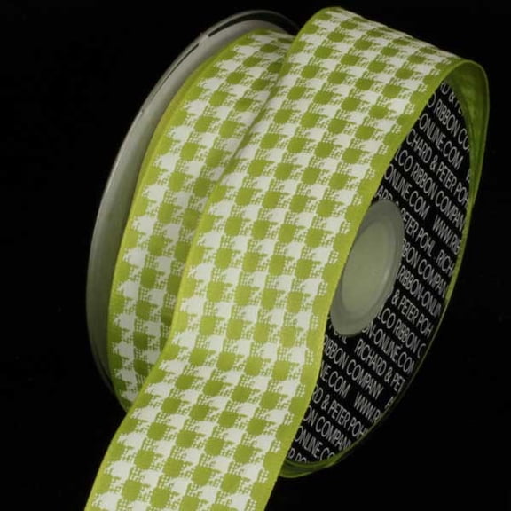 The Ribbon People Green and White Gingham Wired Craft Ribbon 1.5" x 27 Yards