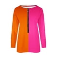 thumbnail image 4 of Royisotas Womens Sweatshirts Long Sleeve Color Block Tunic Fall Pullover Half Zip Crewneck Casual Pink No Hood Tops, 4 of 5
